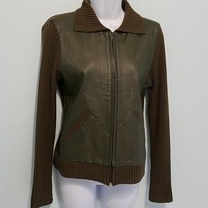 Lauren Hansen Size M 100% Leather Front Jacket/Sweater